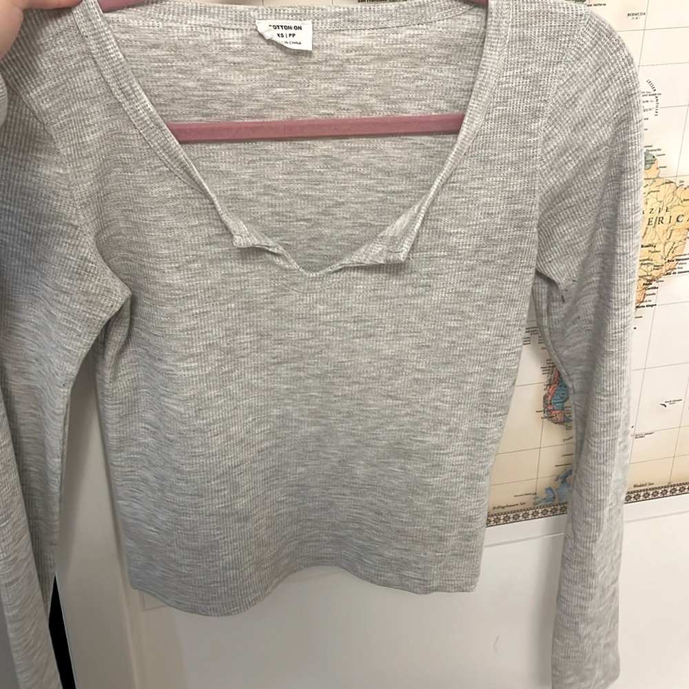 Grey long sleeve with slit